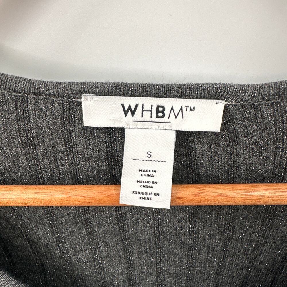 WHITE HOUSE BLACK MARKET Gray Metallic Scoop Neck Sweater // S - Picture 4 of 7